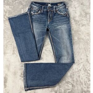 Silver Jeans Suki Surplus Bootcut Jeans Medium Wash Distressed W25 L32 Mid Rise
